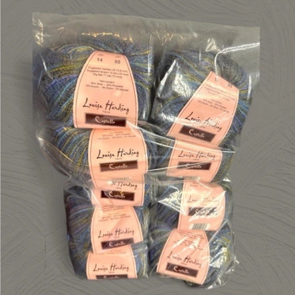 Louisa Harding Castello yarn color 14 dye lot 55 wool, polyester lot of 9